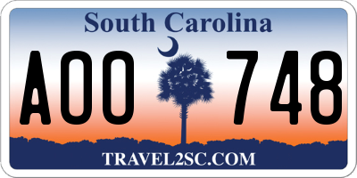 SC license plate AOO748