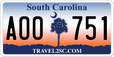 SC license plate AOO751