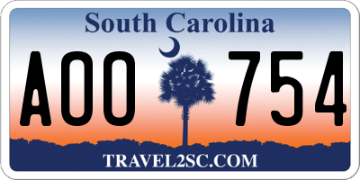 SC license plate AOO754