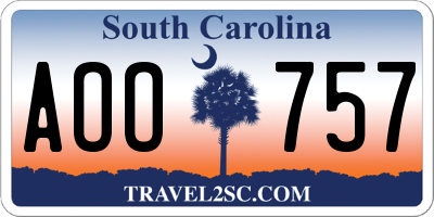 SC license plate AOO757