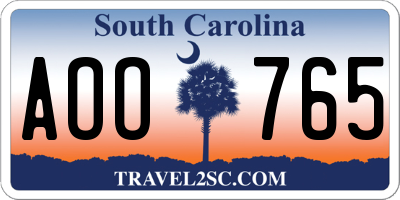 SC license plate AOO765