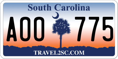 SC license plate AOO775