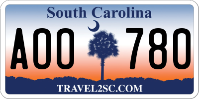 SC license plate AOO780