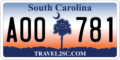 SC license plate AOO781