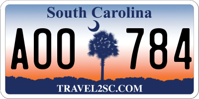 SC license plate AOO784