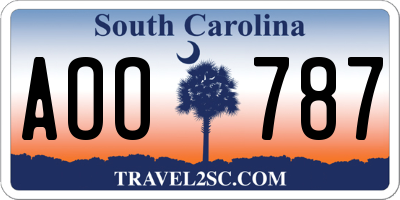 SC license plate AOO787