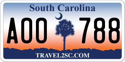 SC license plate AOO788