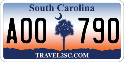SC license plate AOO790