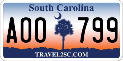 SC license plate AOO799