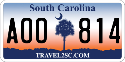 SC license plate AOO814