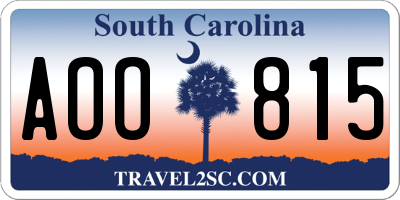 SC license plate AOO815
