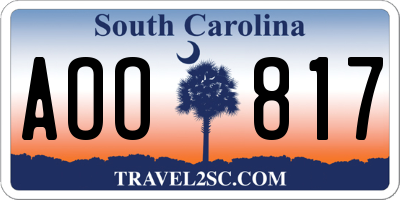 SC license plate AOO817