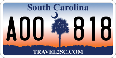 SC license plate AOO818