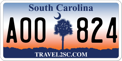 SC license plate AOO824