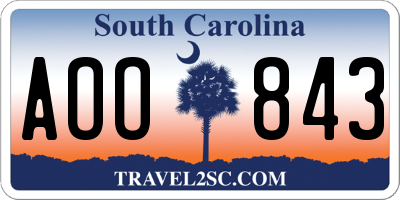 SC license plate AOO843