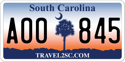 SC license plate AOO845
