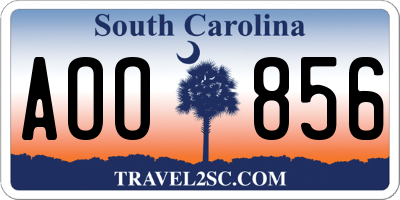 SC license plate AOO856