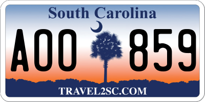 SC license plate AOO859