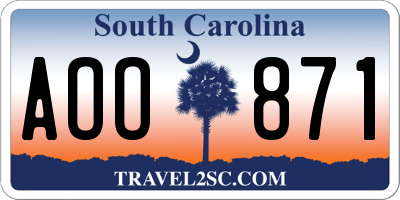 SC license plate AOO871
