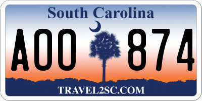 SC license plate AOO874