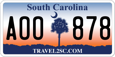 SC license plate AOO878