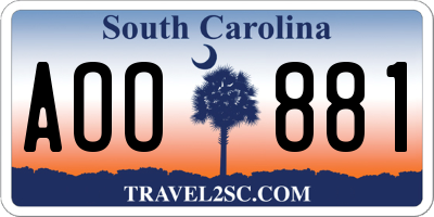 SC license plate AOO881