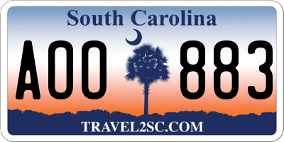 SC license plate AOO883