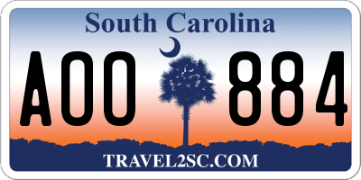 SC license plate AOO884