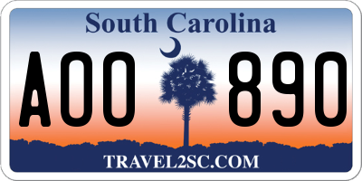 SC license plate AOO890