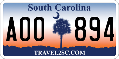 SC license plate AOO894