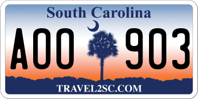 SC license plate AOO903