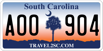 SC license plate AOO904