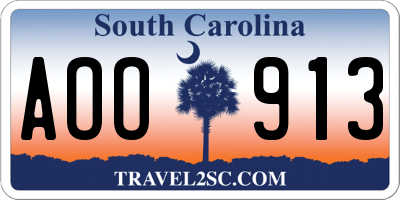 SC license plate AOO913