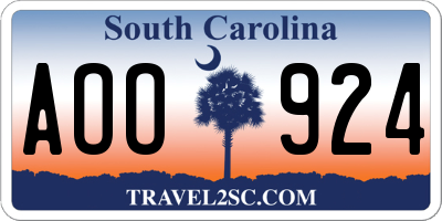 SC license plate AOO924