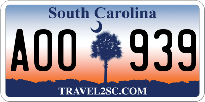 SC license plate AOO939
