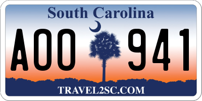 SC license plate AOO941