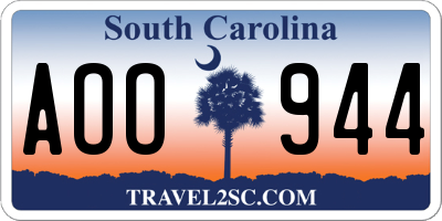 SC license plate AOO944