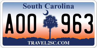 SC license plate AOO963