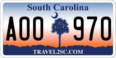 SC license plate AOO970