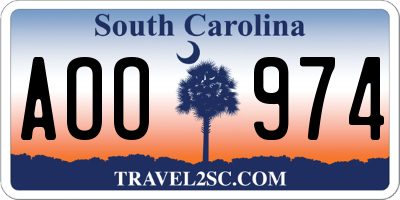 SC license plate AOO974