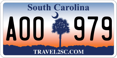 SC license plate AOO979