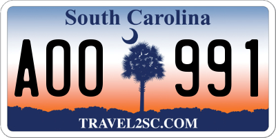 SC license plate AOO991