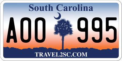 SC license plate AOO995
