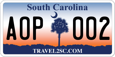 SC license plate AOP002