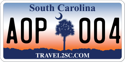 SC license plate AOP004
