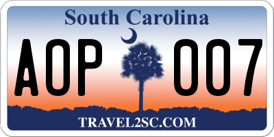 SC license plate AOP007