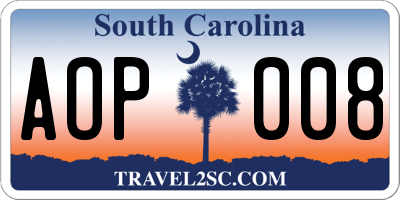 SC license plate AOP008