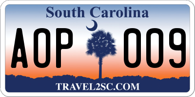 SC license plate AOP009
