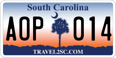 SC license plate AOP014