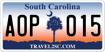 SC license plate AOP015